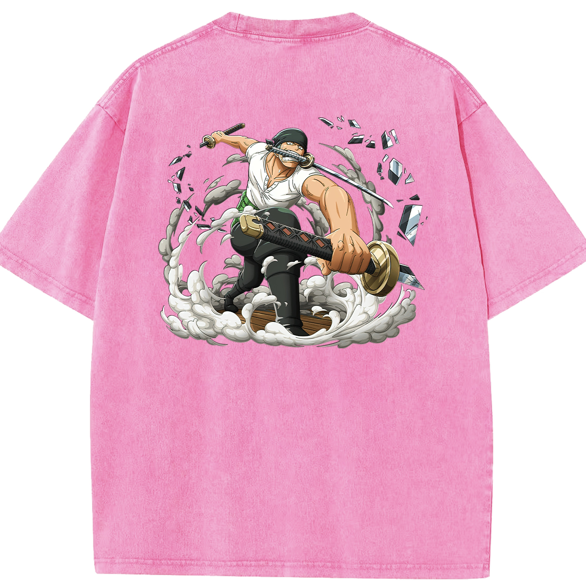 ワンピース ロロノア・ゾロ ONE PIECE Roronoa Zoro 綿100% ヴィンテージ風 半袖Tシャツ（背面プリント）